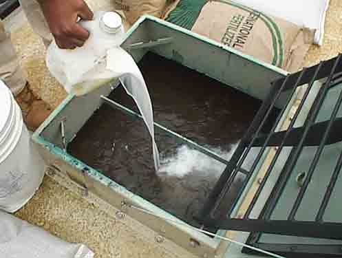 Adding APS Silt Stop polymer as the final additive to a hydroseed tank