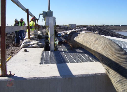Pump discharge into O'Hare South Basin outlet structure